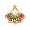 Christmas Round Shell Pearl & Glass Seed Beads Pendants PALLOY-MZ01448-1