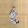 Flat Round Alloy Printed Glass Pocket Watch Pendant Necklaces WACH-H017-01-3