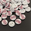 2-Hole Flat Round Number Printed Wooden Sewing Buttons X-BUTT-M002-2-1