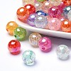 Bubblegum AB Color Transparent Crackle Acrylic Round Beads X-CACR-R011-10mm-M-1
