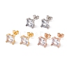 6 Pairs Tiny Cubic Zirconia Square Stud Earrings EJEW-G291-01D-M-2