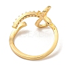 Brass with Cubic Zirconia Open Cuff Rings RJEW-B052-02G-3