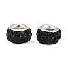 Polymer Clay Rhinestone European Large Hole Beads with Silver Color Plated Brass Cores FPDL-R002-01-4