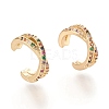 Brass Micro Pave Cubic Zirconia Cuff Earrings EJEW-M195-02G-1