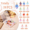 28Pcs 14 Colors Leaf Shape Handmade Lampwork Pendants PALLOY-TA00160-4