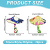 20Pcs 2 Styles Printed Wooden Pendants WOOD-GO0001-09-2