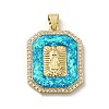Rack Plating Brass Micro Pave Cubic Zirconia with Synthetic Opal Pendants KK-D088-23G-2