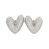 Heart Brass Pave Clear Cubic Zirconia Stud Earrings EJEW-M258-82P-1