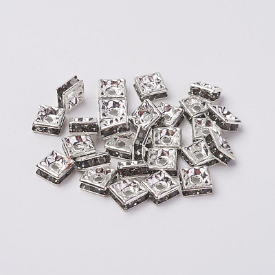 Brass Rhinestone Spacer Beads RB-A013-6x6-12S-1