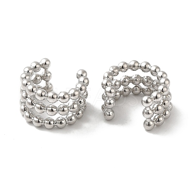 Rack Plating Brass Triple Lines Cuff Earrings EJEW-D073-05P-1