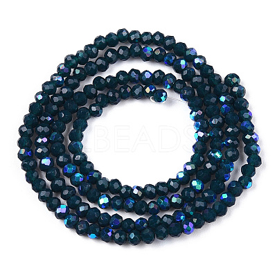 Electroplate Opaque Solid Color Glass Beads Strands EGLA-A034-P2mm-L07-1