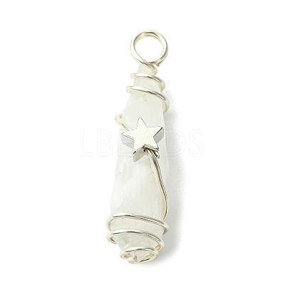 2Pcs Electroplated Natural Quartz Crystal Dyed Copper Wire Wrapped Pendants PALLOY-JF03163-02-1