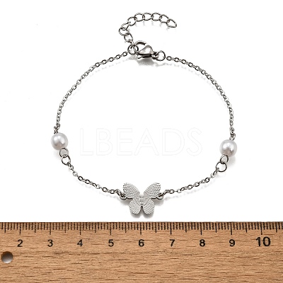 304 Stainless Steel Butterfly Link Bracelets BJEW-C098-01B-P-1