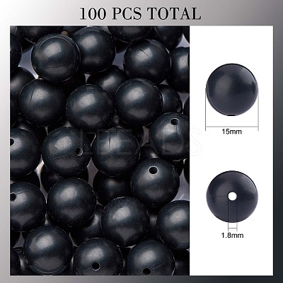 100Pcs Silicone Beads Round Rubber Bead 15MM Loose Spacer Beads for DIY Supplies Jewelry Keychain Making JX452A-1
