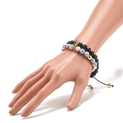 2Pcs 2 Style Cubic Zirconia Braided Bead Bracelet BJEW-JB08050-02-1