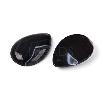 Natural Black Banded Agate(Dyed & Heated) Pendants G-T143-52A-1