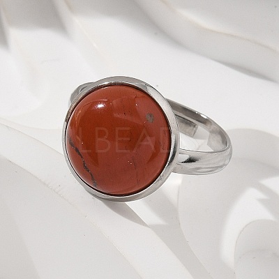 Half Round Natural Red Jasper Finger Rings RJEW-M062-01P-19-1