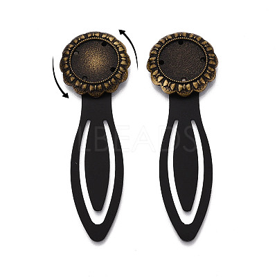 Alloy & Iron Bookmark Cabochon Settings PALLOY-N184-03AB-1