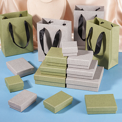 2Pcs Square Paper Jewelry Display Cases CON-TA0001-39F-01-1