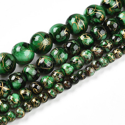 Baking Paint Glass Beads Strands DGLA-N003-10mm-B09-1