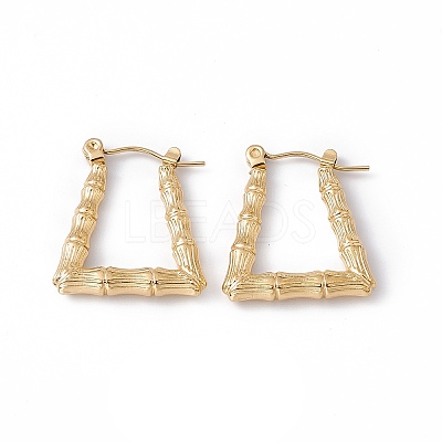 Ion Plating(IP) 304 Stainless Steel Trapezoid with Bamboo Hoop Earrings for Women EJEW-G314-07G-1