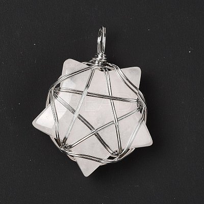 Natural Quartz Crystal Pendants G-D458-07P-06-RS-1