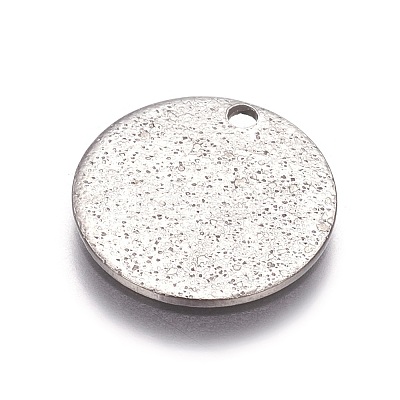 Non-Tarnish 304 Stainless Steel Textured Pendants X-STAS-I098-01-15mm-P-1