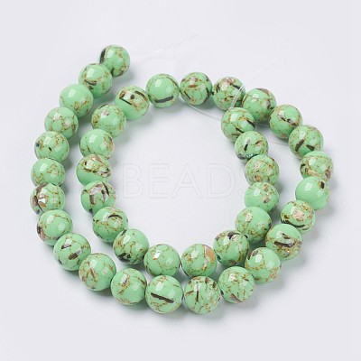 Sea Shell and Synthetic Turquoise Assembled Beads Strands G-G758-02-8mm-1