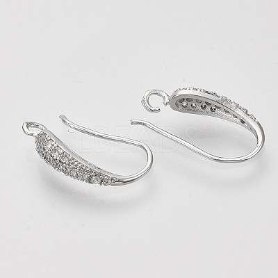 Brass Micro Pave Cubic Zirconia Earring Hooks X-ZIRC-Q022-035P-NF-1
