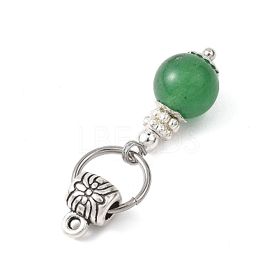 5Pcs 5 Styles Natural Green Aventurine & Black Onyx & White Jade & Malaysia Jade Pendants PALLOY-JF04711-1
