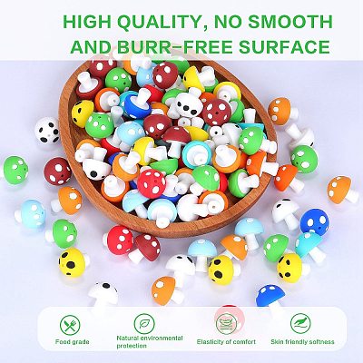 20Pcs Mushroom Silicone Focal Beads JX901A-1