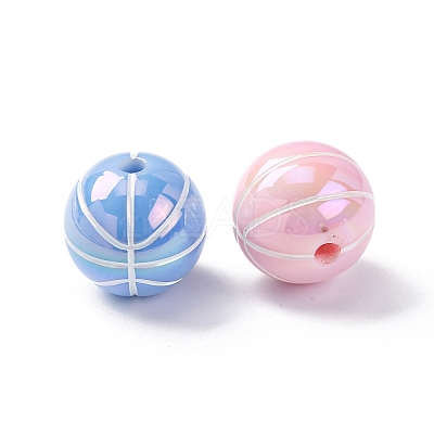 Sports UV Plating Opaque Acrylic Beads PACR-Q003-05C-1