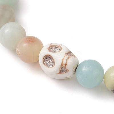 8.5mm Round Natural Flower Amazonite Beaded Stretch Bracelets BJEW-JB10466-01-1