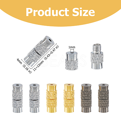 72Pcs 3 Colors Column Brass Screw Clasps KK-HS0015-63-1