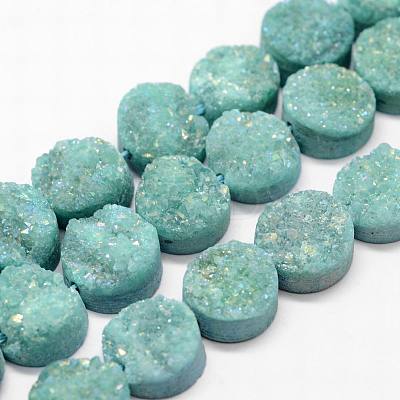 Electroplated Natural & Dyed Druzy Agate Bead Strands G-N0169-004P-03-1
