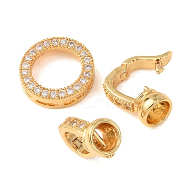 Brass Micro Pave Clear Cubic Zirconia Fold Over Clasps KK-CBA25B2-03G-1