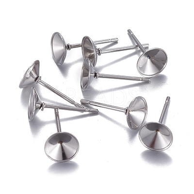 Non-Tarnish 304 Stainless Steel Post Stud Earring Settings X-STAS-L238-082E-P-1