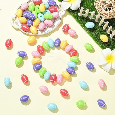30Pcs 6 Colors Opaque Acrylic European Beads SACR-YW0002-10-1