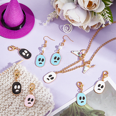 Alloy Enamel Skull Pendant Locking Stitch Markers HJEW-AB00043-1