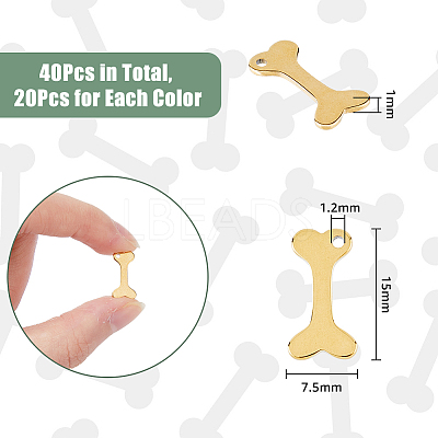 40Pcs 2 Colors 304 Stainless Steel Charms STAS-DC0012-66-1