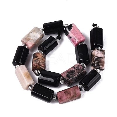 Natural Obsidian & Rhodonite Beads Strands G-Q614-01A-08-1