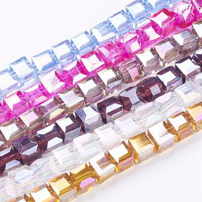 Electroplate Glass Beads Strands EGLA-R030-6x6mm-M-1