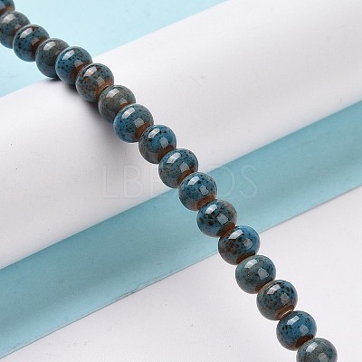 Handmade Fancy Antique Glazed Porcelain Ceramic Round Beads Strands PORC-L019-6mm-M-1