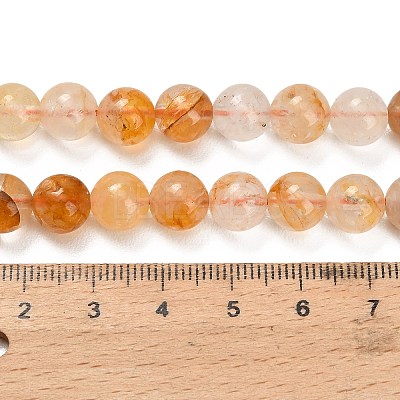 Natural Yellow Hematoid Quartz/Golden Healer Quartz Beads Strands G-F820-K03-8mm-1