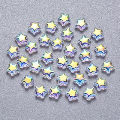 Transparent Spray Painted Glass Beads X-GLAA-R211-04-G05-1