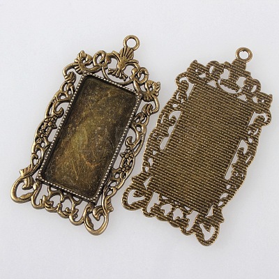 Vintage Tibetan Style Alloy Large Pendant Cabochon Bezel Settings TIBEP-M018-129AB-NF-1