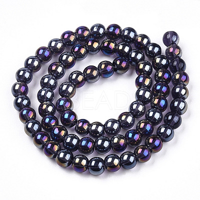 Electroplate Transparent Glass Beads Strands GLAA-T032-T8mm-AB03-1