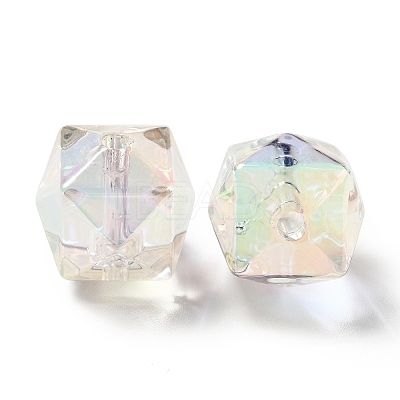 Two Tone UV Plating Rainbow Iridescent Acrylic Beads TACR-D010-02E-1