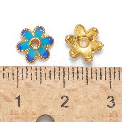 Mixed Brass Enamel Bead Caps X-KK-L124-09G-RS-1