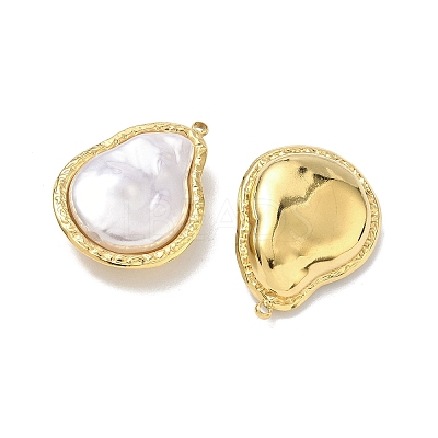 304 Stainless Steel with ABS Plastic Pearl Pendants STAS-G371-01G-02-1